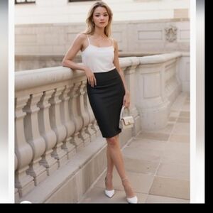 Womens Ponte knit,nylon pencil skirt- below the knee,,size Medium- black, New